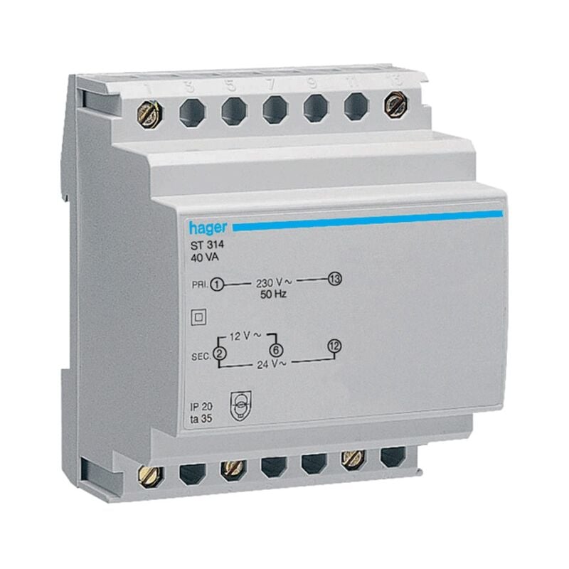 foto del prodotto hager trasformatore modulare 40va 230v 12v 24v 4 moduli st314