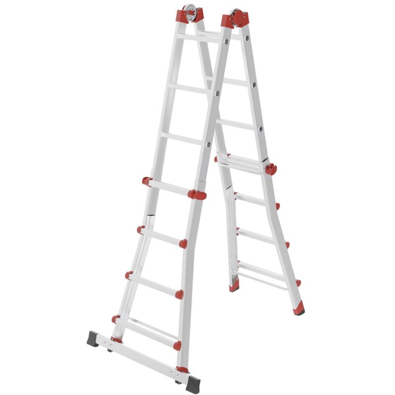 foto del prodotto hailo m80 7516007 alluminio scala multifunzione altezza operativa max 4.70 m argento, rosso 12.7 kg