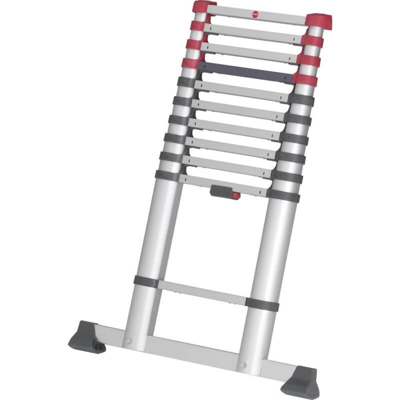 foto del prodotto hailo t80 flexline 7113 111 alluminio scala telescopica altezza operativa max 3.95 m argento, nero, rosso din en 131 1