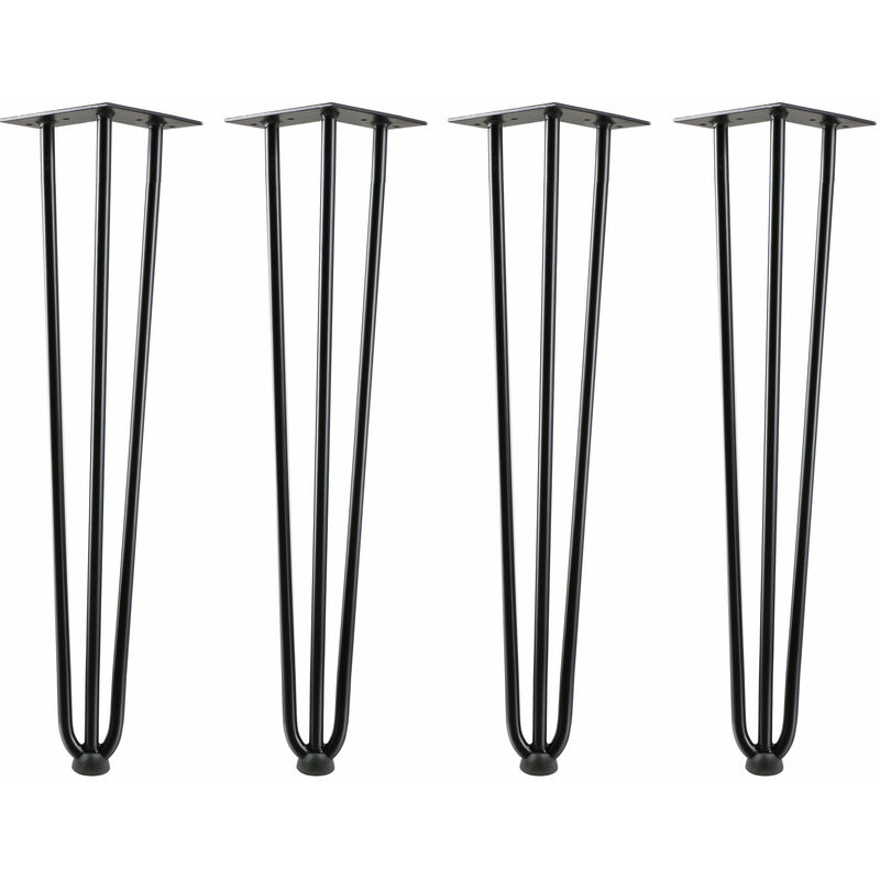 foto del prodotto hairpin legs, set di 4, 60 cm, nero, gambe del tavolo in acciaio, 3 supporti zelsius