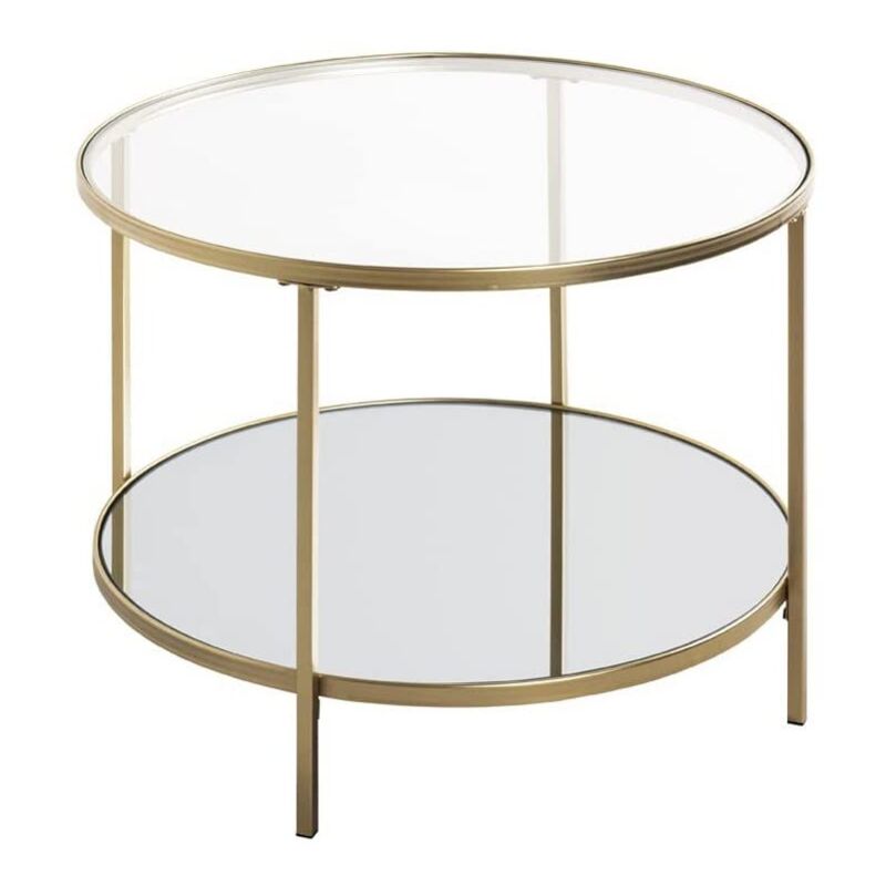 foto del prodotto haku m bel tavolino oro, metallo, vetro di sicurezza, specchio dim. a 45 cm x 60 cm, stile art deco