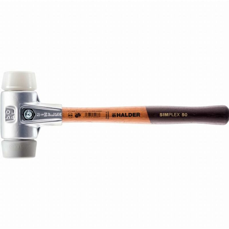 foto del prodotto halder mazza simplex tpe medio superplastico con alloggiamento in alluminio e impugnatura in legno d 60 mm 3137.060