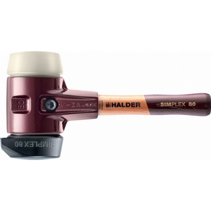 foto del prodotto halder simplex mazza in gomma piena, con piede integrato nylon, con alloggiamento in ferro malleabile e manico in legno di alta qualit d 80 mm