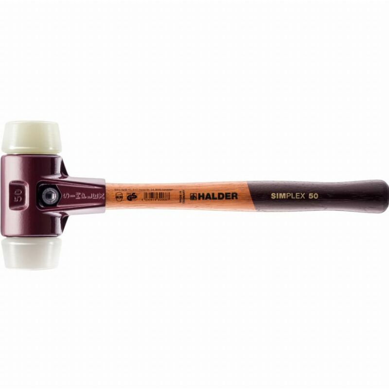 foto del prodotto halder simplex mazza in superplastica nylon con alloggiamento in ferro malleabile e manico in legno d 30 mm 3078.030