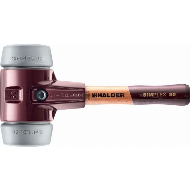 foto del prodotto halder simplex mazza superplastica con corpo in ferro malleabile e manico in legno d 80 mm manico extra corto 3007.082
