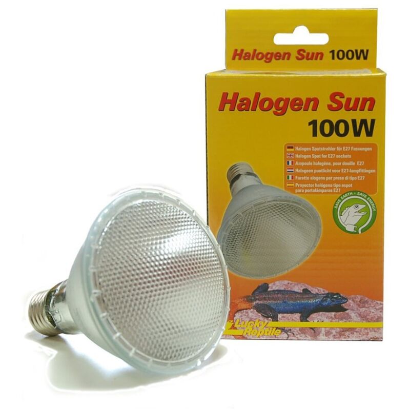 foto del prodotto halogen sun lampada alogena attacco e27 per rettili wattaggio riscaldatori e lampade terrario 100w lucky reptile