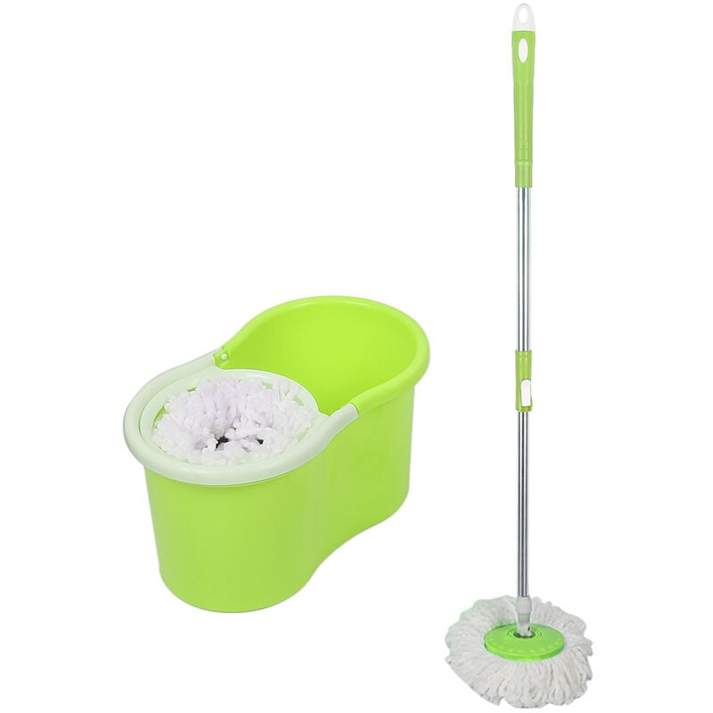 foto del prodotto haloyo 360 mop girevole con secchio, 2 testina di ricambio in microfibra di cotone, palo telescopico verde
