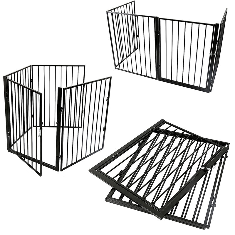 foto del prodotto haloyo 4 pannelli preassemblato barriera protettiva pieghevole per porte o scale,240 x 2.5 x 75cm,nero