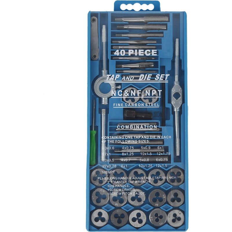 foto del prodotto haloyo 40 pcs utensili per filettare e matrici, utensili per filettatura metrica e filettatura metrica