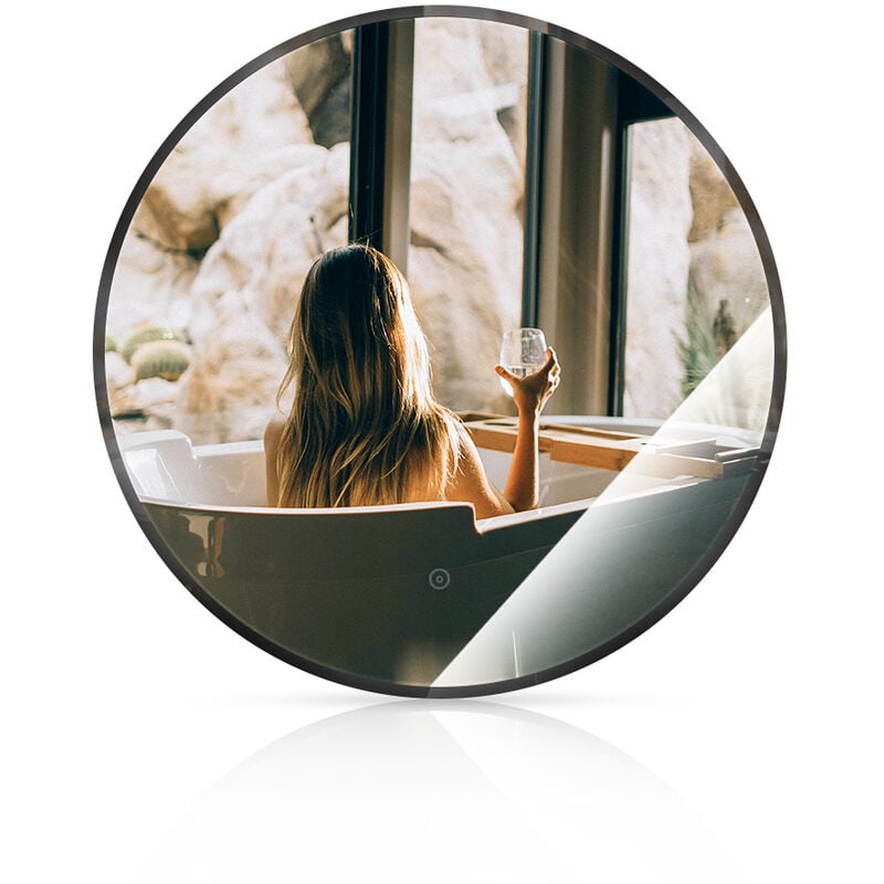 foto del prodotto haloyo 80cm specchio da bagno con illuminazione ,di luce specchio led con funzione anti appannamento, interruttore touch,specchio per trucco