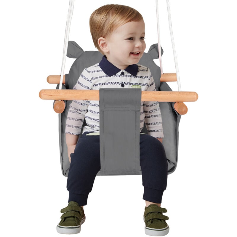 foto del prodotto haloyo - altalena per bambini 3 in 1, struttura per altalena, altalena per bambini grigia