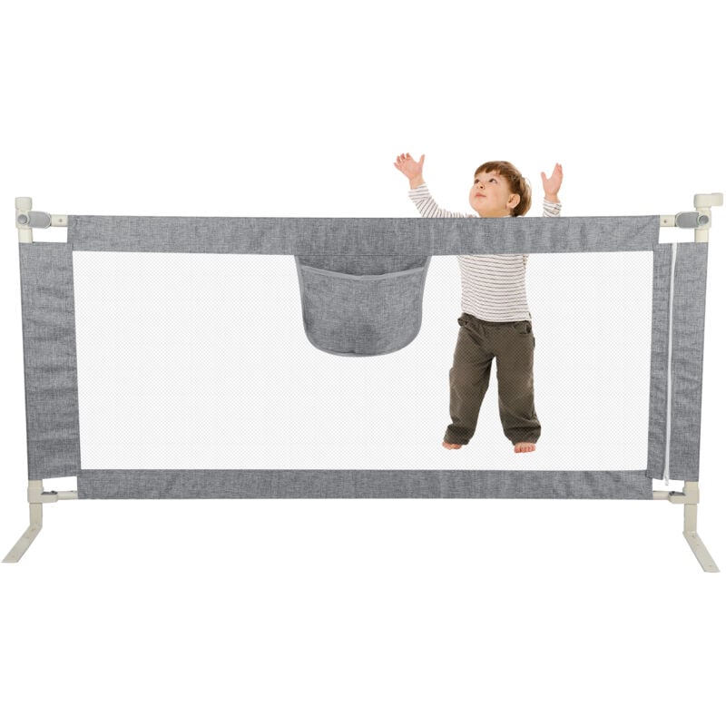foto del prodotto haloyo® barriera per lettino 150 cm grigio sicurezza bambini anti-caduta adatta lettini e letti singoli montaggio rapido senza trapani