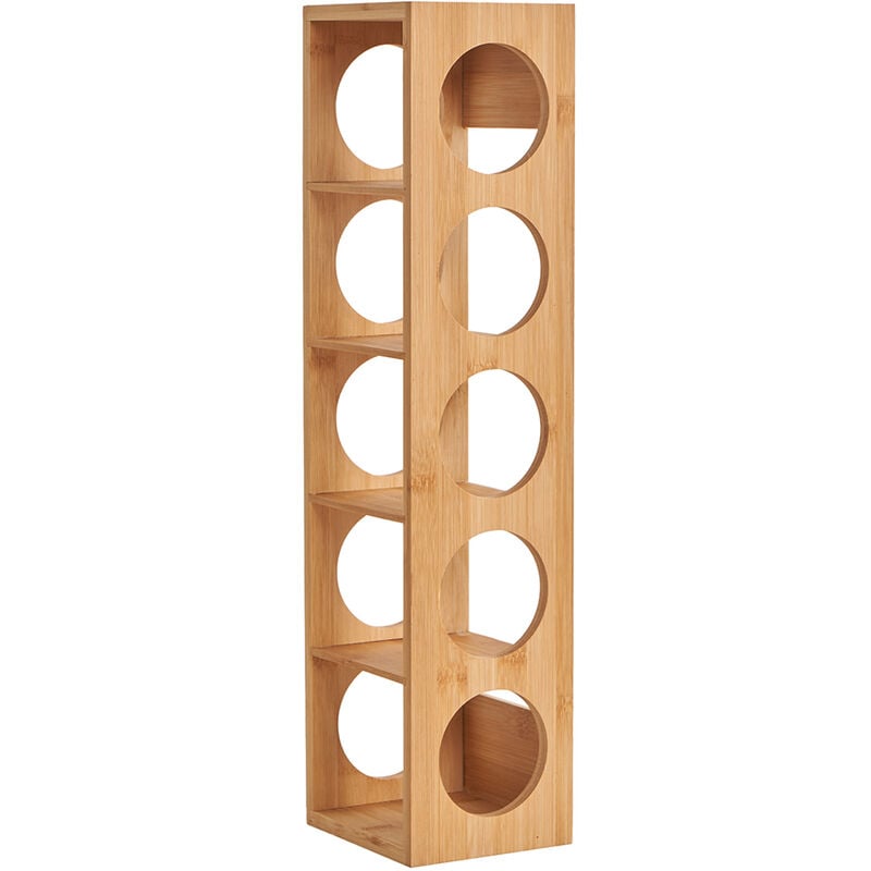 foto del prodotto haloyo cantinetta in bamb , scaffale portabottiglie in bamb scaffale 5 bottiglie di vino, 13,5 x 12 x 53 cm, naturale