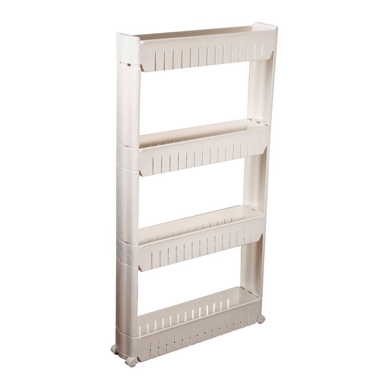 foto del prodotto haloyo carrellino scaffale stretto salvaspazio ,cucina bagno a 4 ripiani con ruote in plastica,portaoggetti mensola angolare cucina,54.5 x 12.5 x