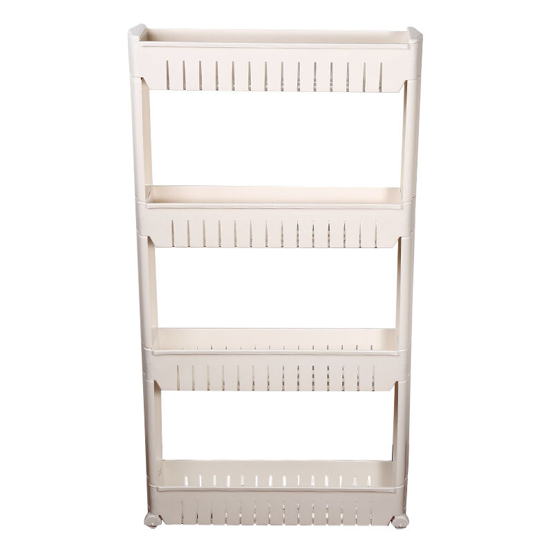 foto del prodotto haloyo carrellino scaffale stretto salvaspazio cucina bagno a 4 ripiani con ruote in plastica portaoggetti mensola angolare cucina