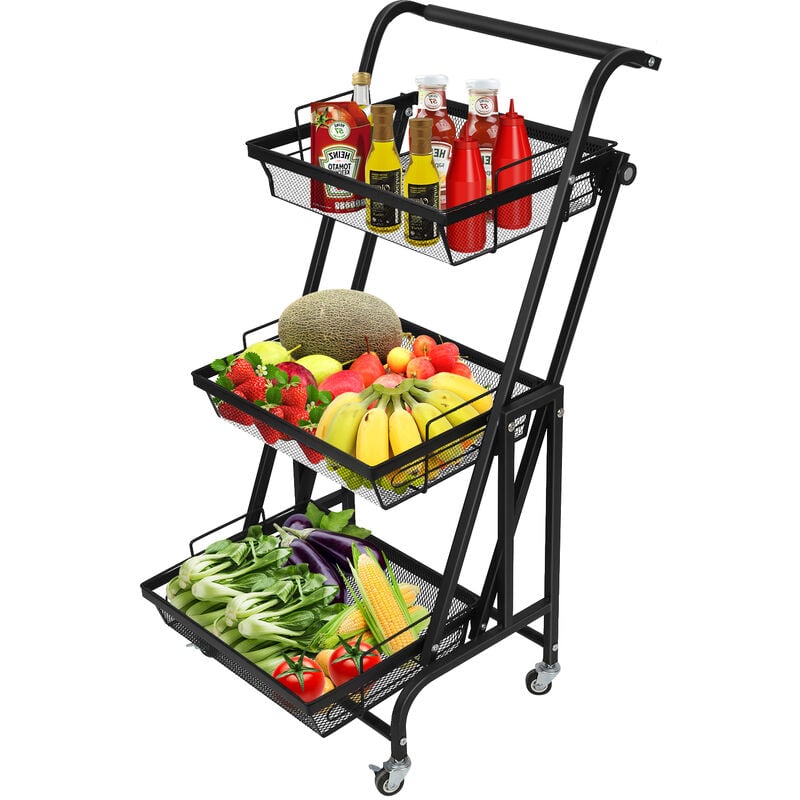 foto del prodotto haloyo carrello a 3 ripiani , carrello da cucina , carrello multiuso in metallo a 3 livelli con ruote , carrello di servizio , carrello