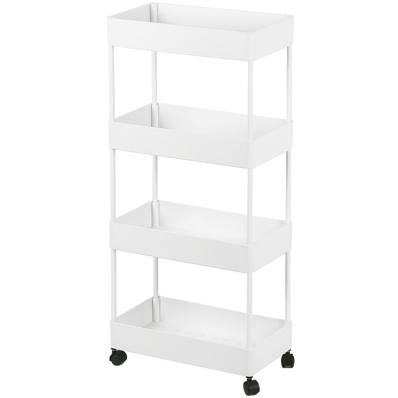 foto del prodotto haloyo carrello portaoggetti in plastica a 4 strati, armadio portaoggetti mobile, carrello portaoggetti multifunzionale, 40 x 22 x 90 cm,bianco
