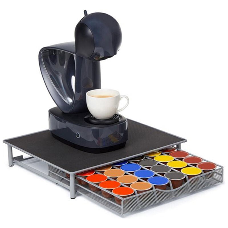 foto del prodotto haloyo contenitore cassetto porta capsule cialde caffe, contenitore cassetto porta cialde capsule caffe bustine te zucchero in metallo grigio