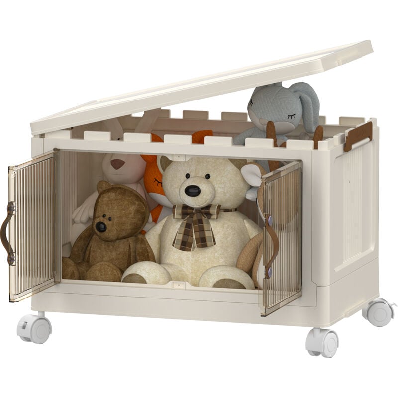 foto del prodotto haloyo contenitore pieghevole trasparente a 1 piano con ruote ideale per organizzare giocattoli, vestiti o accessori, salvaspazio e pratico, 49 x
