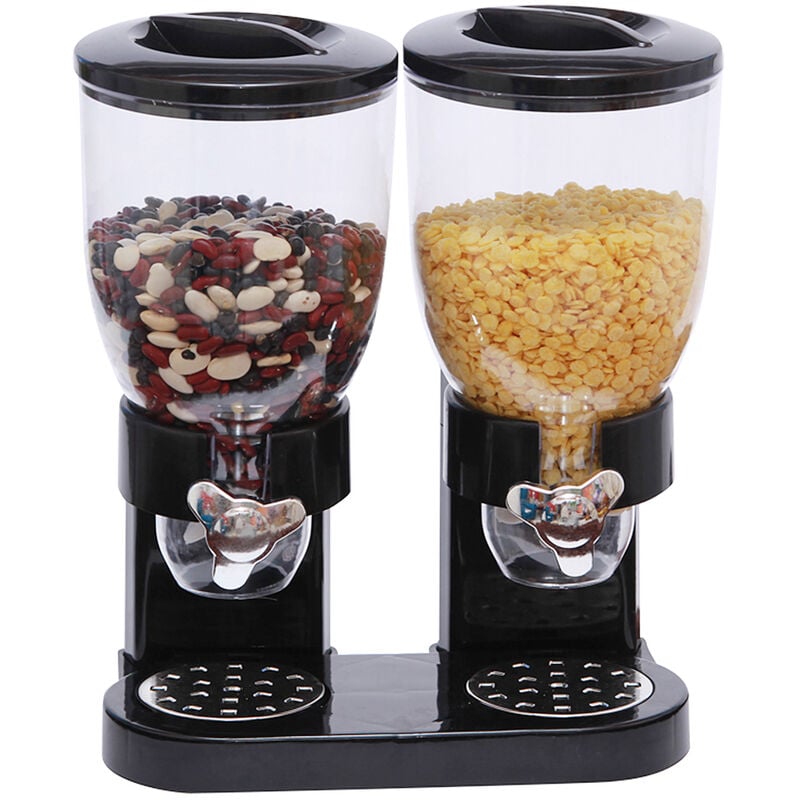 foto del prodotto haloyo dispenser di cereali,frutta secca,pasta e caramelle,doppio contenitore ,distributore di cereali a due contenitori in abs,35 x 34.5 x