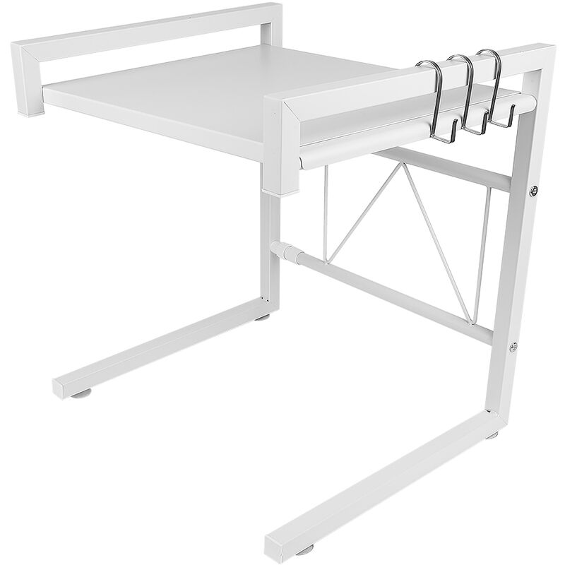 foto del prodotto haloyo forno a microonde supporto ,mensola microonde con 3 ganci pendenti bianco 2 livelli