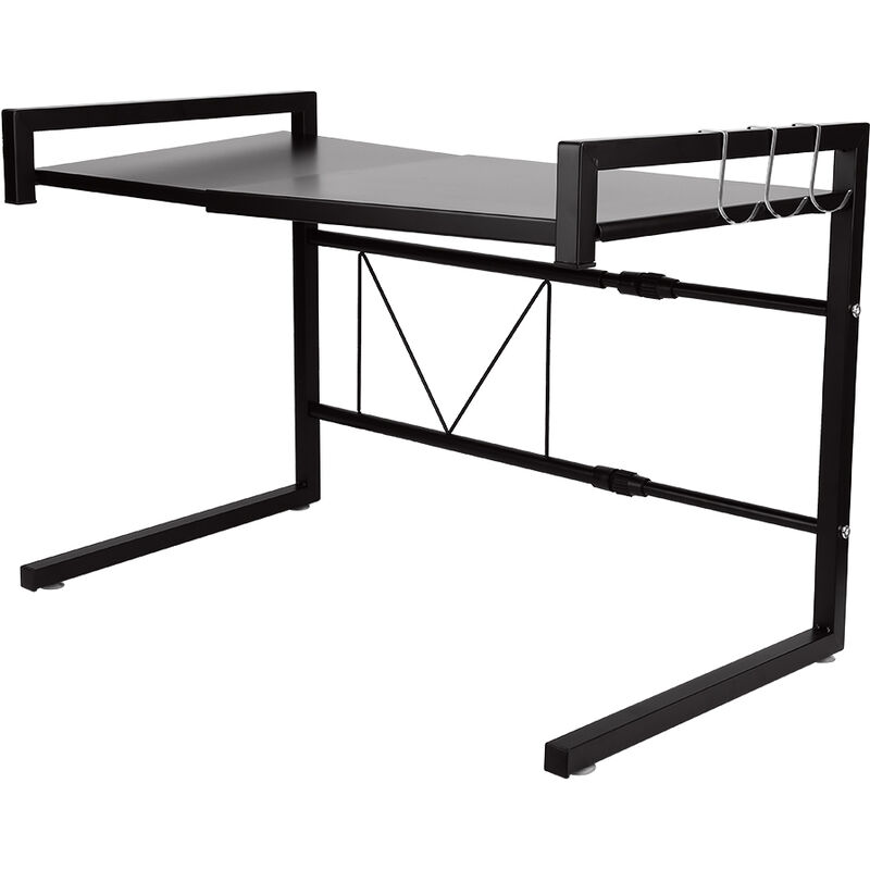 foto del prodotto haloyo - forno a microonde supporto ,mensola microonde con 3 ganci pendenti-nero 2 livelli