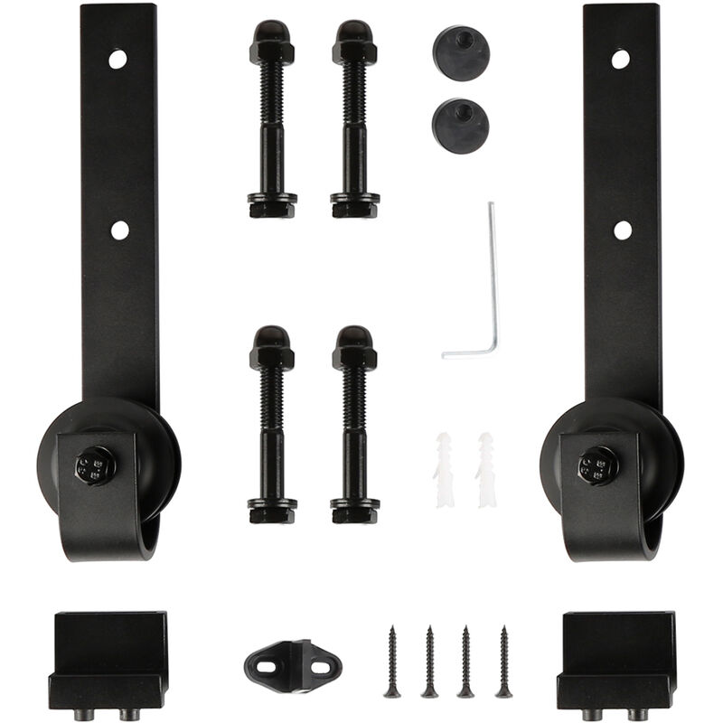 foto del prodotto haloyo kit per porta singola ferramenta per stalla scorrevole kit di binari per porte scorrevoli nero solo con ganci 