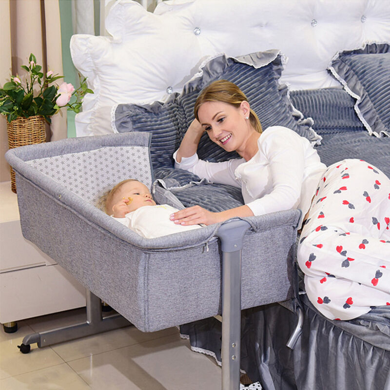 foto del prodotto haloyo lettini da viaggio 5 in 1 con materasso , adatta per bambini 0 9 mesi,96 x 57 x 77 cm,grigio chiaro