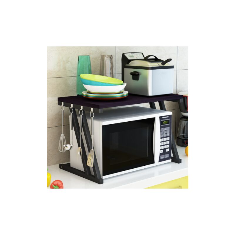 foto del prodotto haloyo mensola microonde cucina, griglia per forno a microonde a 2 livelli, con 4 ganci, forma a z, 57 38 38 cm