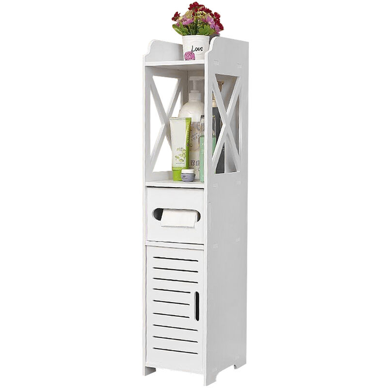 foto del prodotto haloyo mobiletto bagno colonna bagno mobiletto alto per wc,ripiano portaoggetti a 4 ripiani porta carta da bagno 20x20x80cm