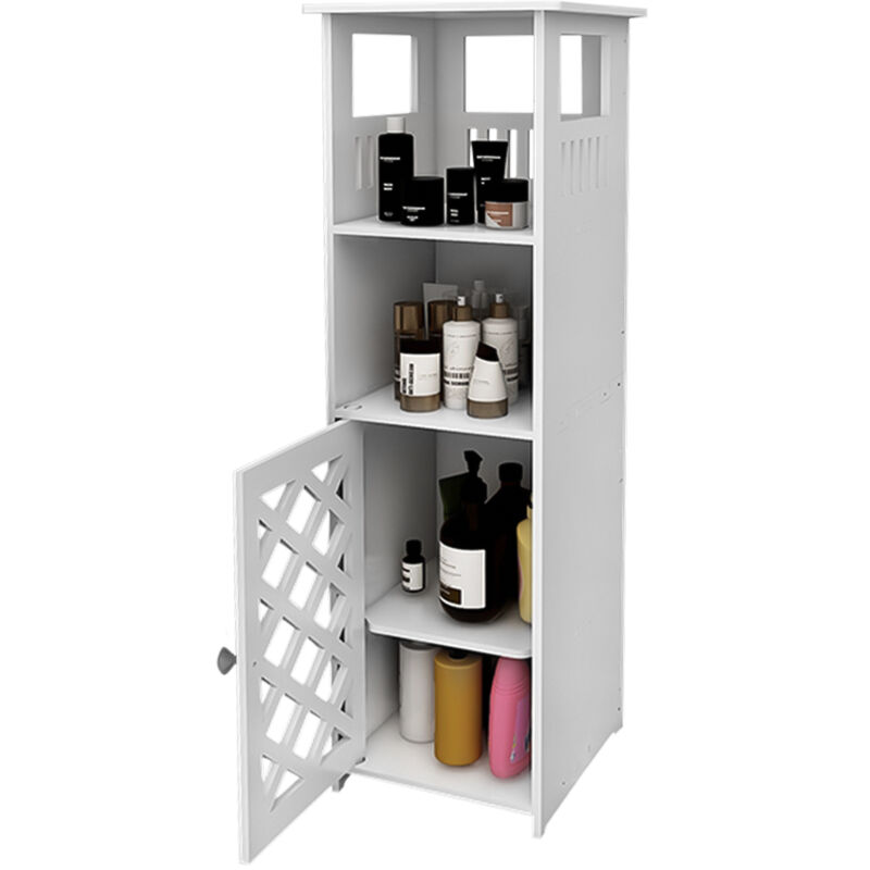 foto del prodotto haloyo mobiletto da bagno con 1 anta e 2 ripiani, mobiletto da bagno, ripiano portaoggetti, mobiletto alto, 78x22x22cm, bianco