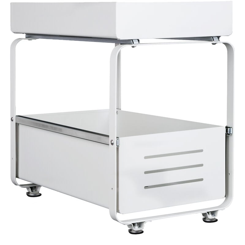 foto del prodotto haloyo organizzatore sotto il lavandino 2 livelli, scorrevole scaffale sottolavello portaoggetti, organizer sottolavello portaoggetti per cucina