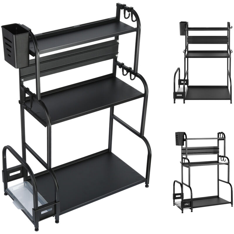 foto del prodotto haloyo porta spezie in acciaio inox per cucina con ganci porta spezie porta spezie 38x22x60cm nero