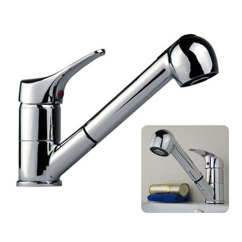 foto del prodotto haloyo rubinetto da cucina monocomando con doccetta estraibile, rubinetto per lavello in acciaio inossidabile girevole a 360 , argento