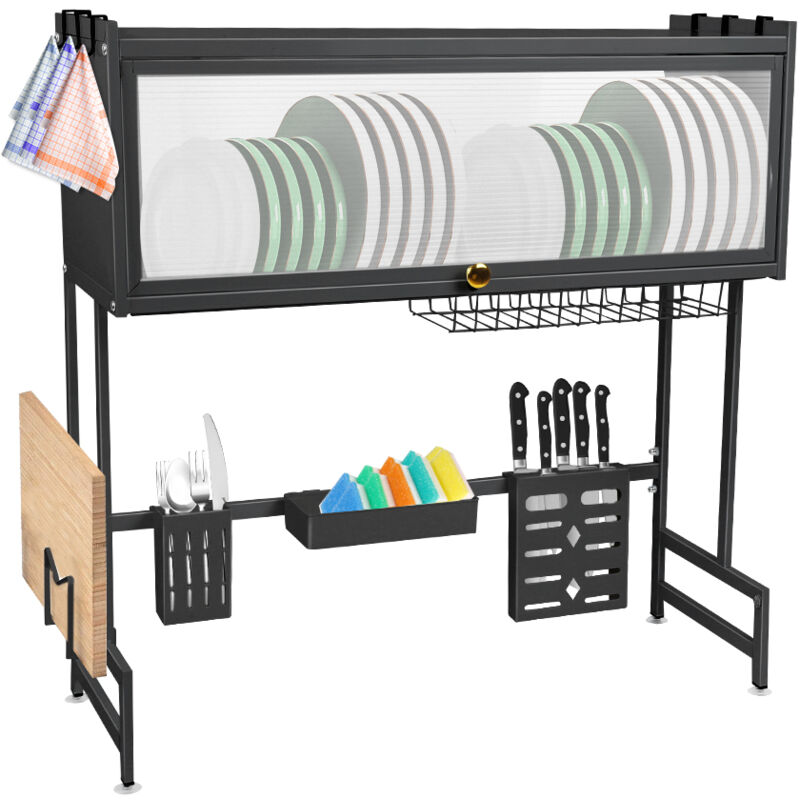 foto del prodotto haloyo scaffale sopra il lavandino, organizer portaoggetti sopra il lavandino, 65x30x78cm, nero