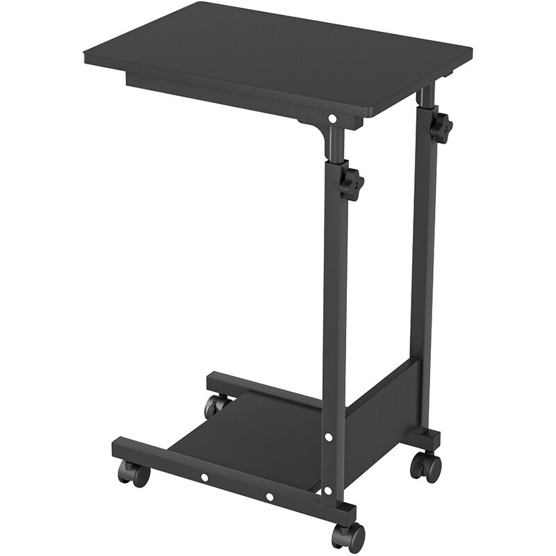 foto del prodotto haloyo scrivania computer ufficio mobile porta pc stampante, tavolino da letto con ruote 56,5 37 95 cm nero