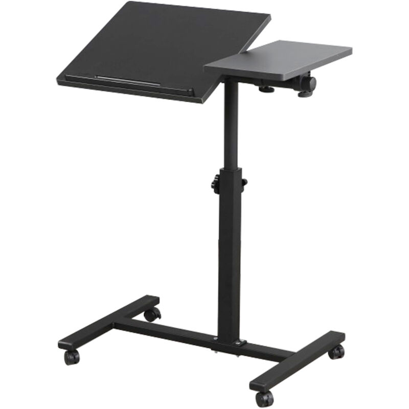 foto del prodotto haloyo scrivania mobile con 4 ruote, scrivania alta, regolabile in altezza, postazione di lavoro mobile, tavolo per laptop con ripiano per