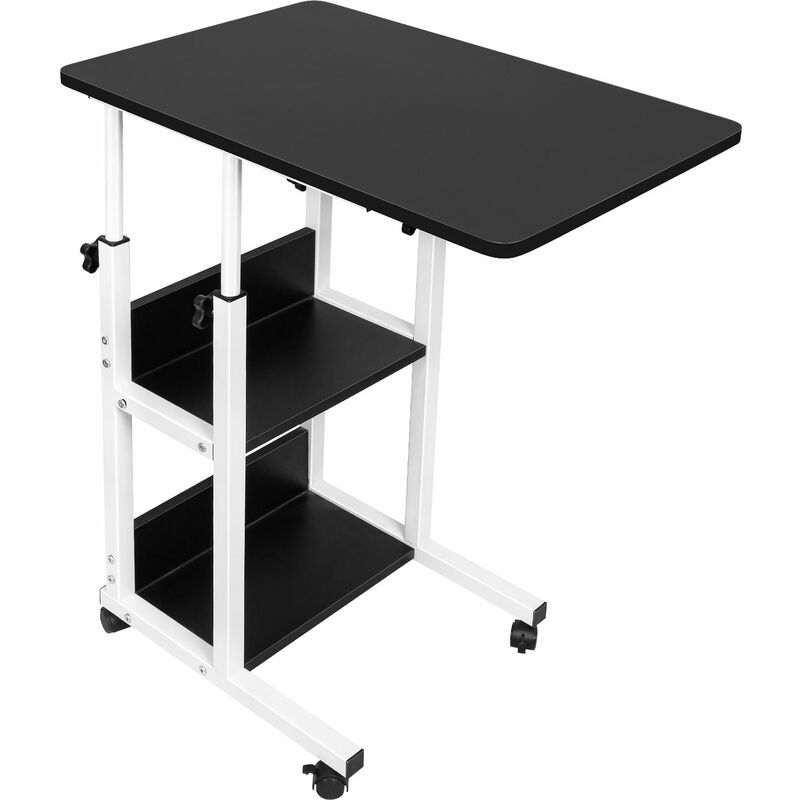 foto del prodotto haloyo scrivania mobile, tavolo per laptop, altezza regolabile, con 4 ruote, nero