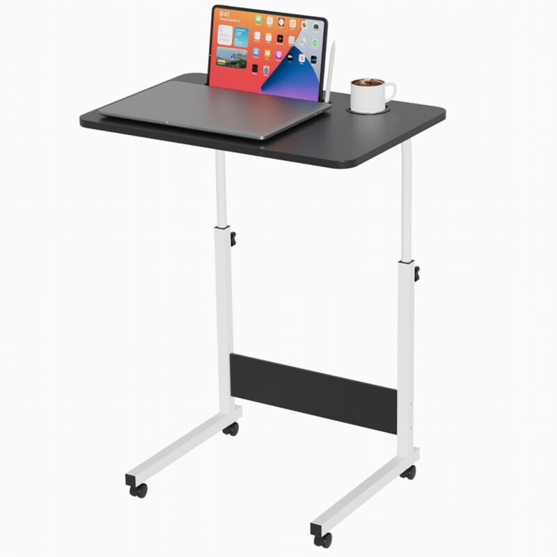 foto del prodotto haloyo scrivania per computer con rotelle, scrivania mobile, tavolo da studio per camera da letto, tavolo sopraletto, 60x40x62 85cm, nero