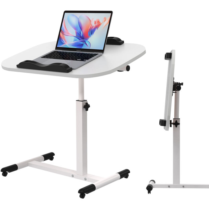 foto del prodotto haloyo scrivania per computer mobile pieghevole con ruote, scrivania per ufficio domestico per soggiorno, tavolino laterale, 60 x 40 x 61 95 cm,