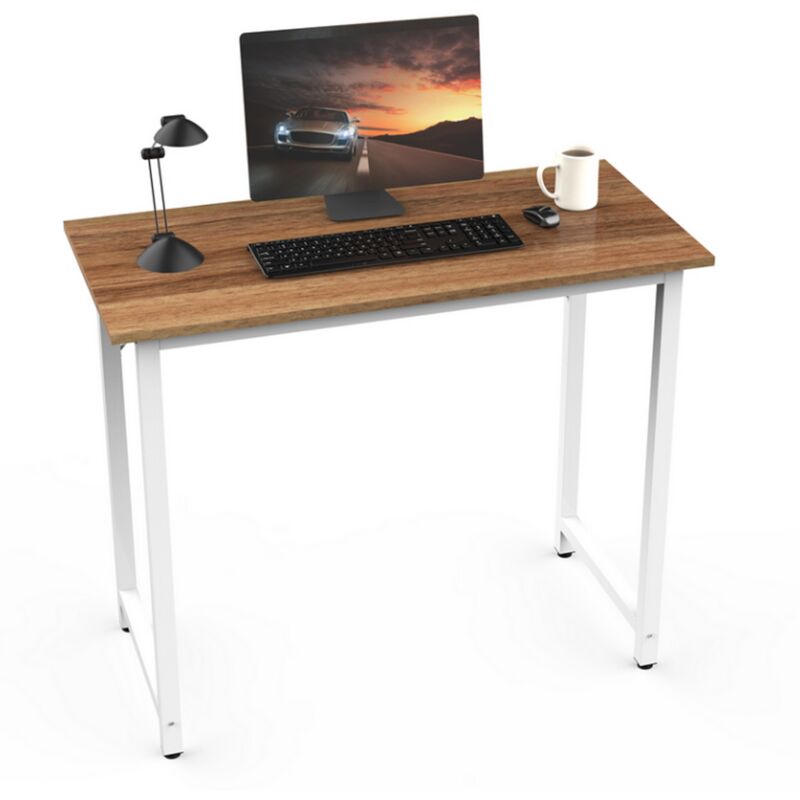 foto del prodotto haloyo scrivania per computer , scrivania con ripiani, tavolo da studio per camera da letto, 80x40x75cm, marrone
