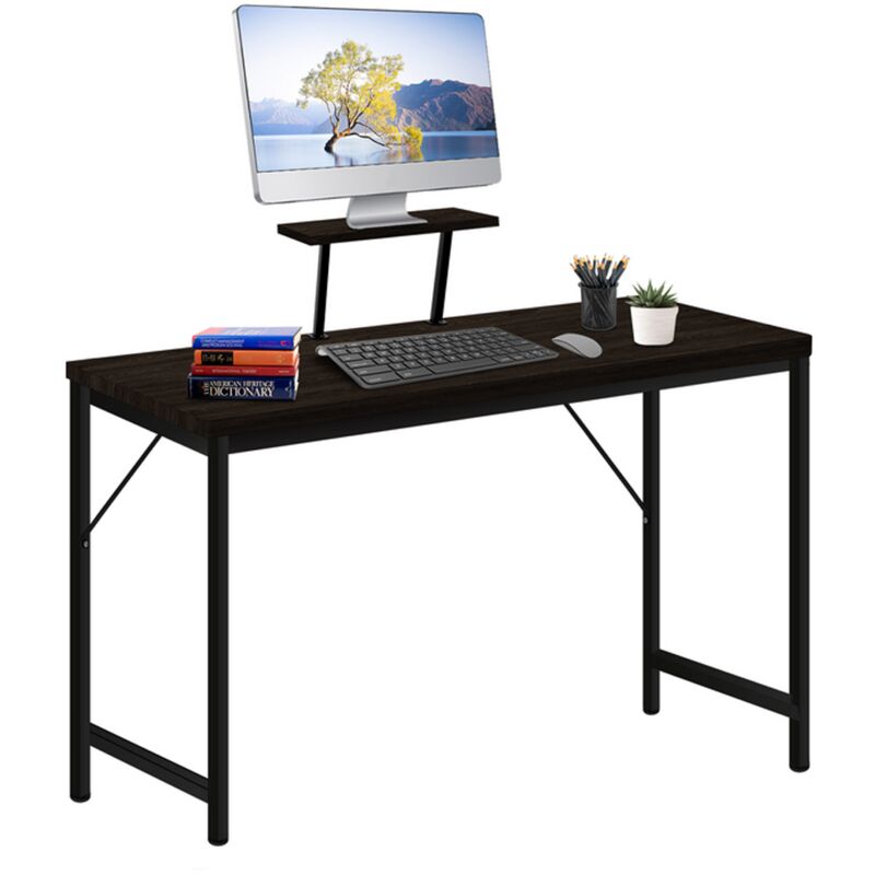 foto del prodotto haloyo scrivania per computer, scrivania con ripiani, tavolo da studio per camera da letto, 80x40x75cm, nero