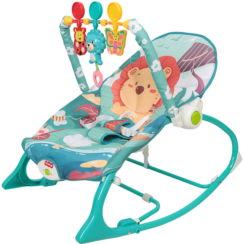foto del prodotto haloyo - sedia a dondolo bambini,sdraietta neonati con arco giochi, dondolo per bambini con dispositivi di sicurezza 80 60 43 cm blu