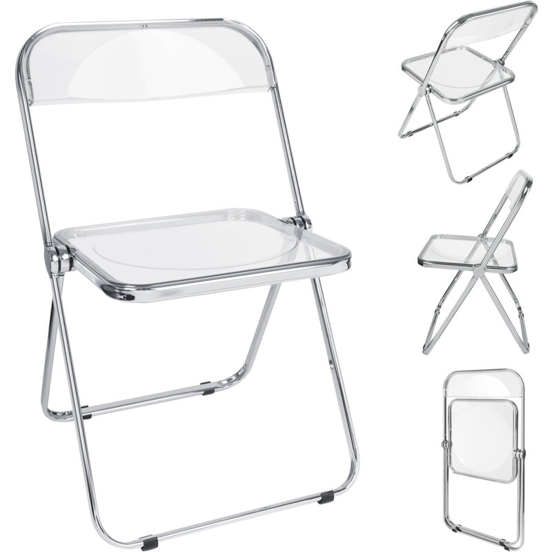 foto del prodotto haloyo sedia pieghevole , sedie da ufficio, sedie da giardino, materiale pet, 46x46x75cm, trasparente