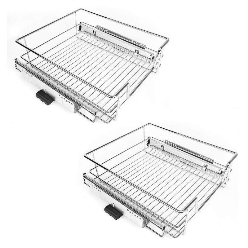 foto del prodotto haloyo set di 2 cassetti da cucina, cassetti telescopici, cassetti telescopici per ripiani da cucina, 34 x 14 x 41 cm, argento