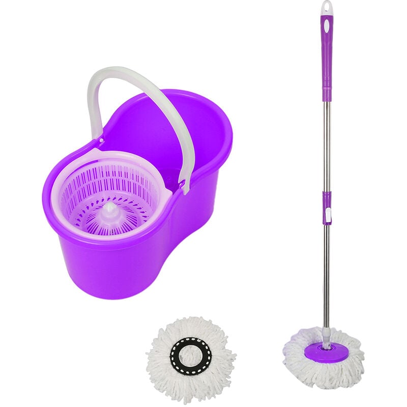 foto del prodotto haloyo set mocio e secchio , con turbo, mocio per la pulizia dei pavimenti viola