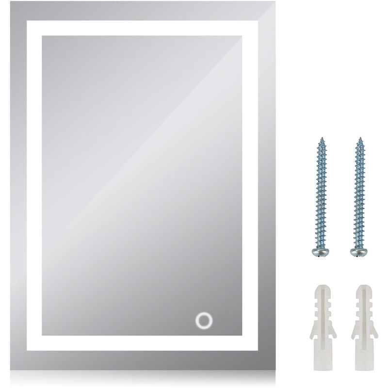 foto del prodotto haloyo specchio da bagno, specchio led, 22w bianco freddo interruttore tattile50x70cm 22w
