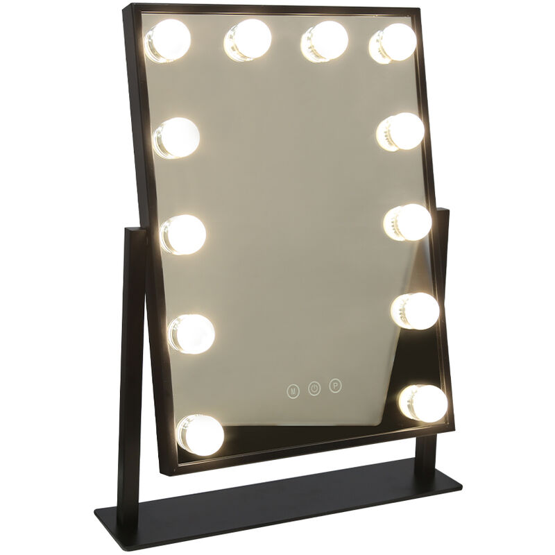 foto del prodotto haloyo specchio toelette tavolo hollywood 12 lampadine a led con 3 luci controllo touch