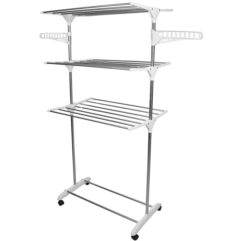 foto del prodotto haloyo stendibiancheria pieghevole stendibiancheria in acciaio inox h.158 cm asciugabiancheria pieghevole a 3 livelli, tubo in acciaio inox