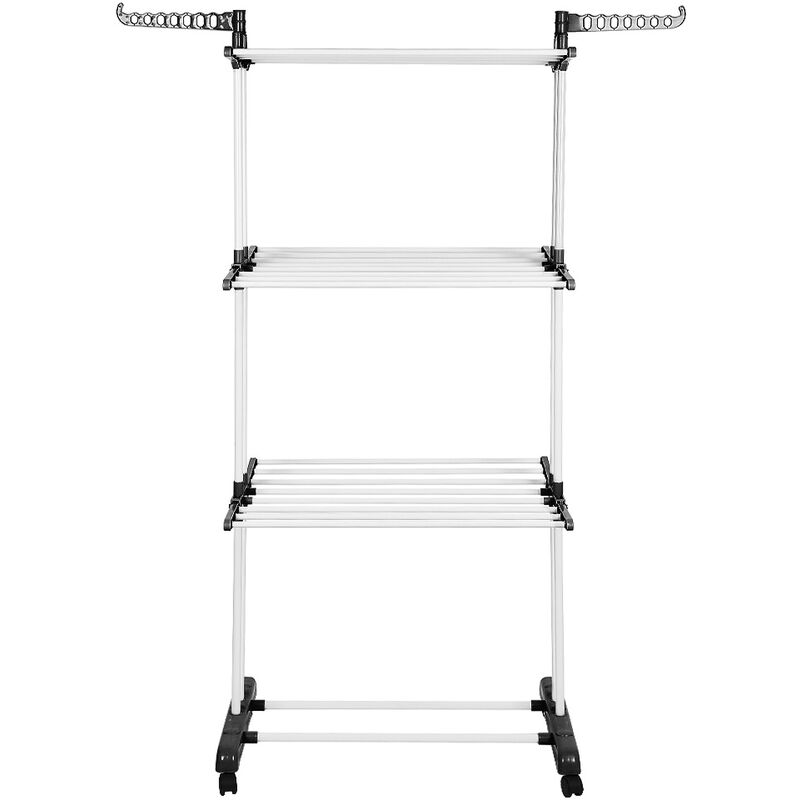 foto del prodotto haloyo stendibiancheria stendibiancheria ribaltabile ali laterali ,3 livelli in acciaio inox,nero bianco